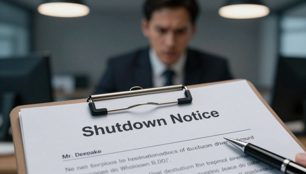 shutdown notice service provider
